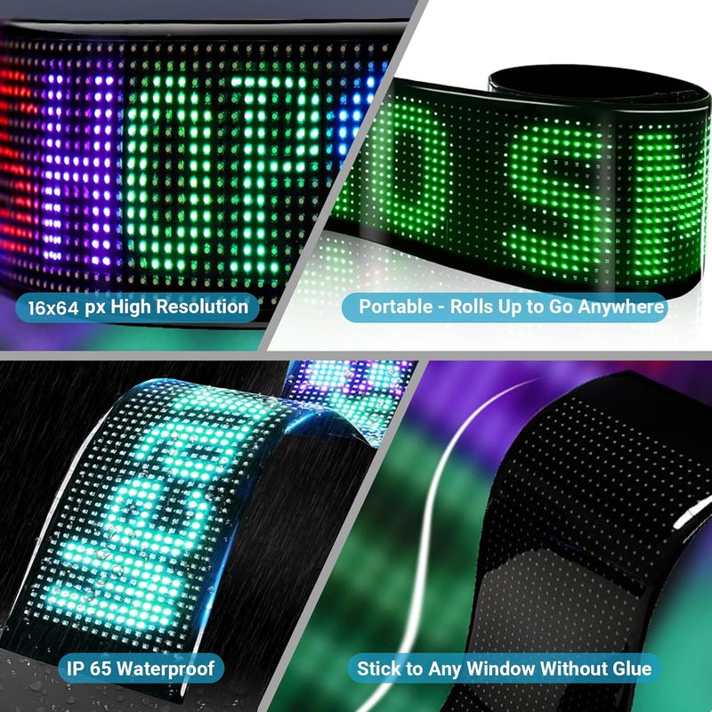 Asmila Taxi Sign 14.7 x 3.6 inch, Flexible LED Display Light, Christmas Car Decor, Programmable Scrolling LED Light Signs for Windshield, Rear Window and Side Window - Image 5